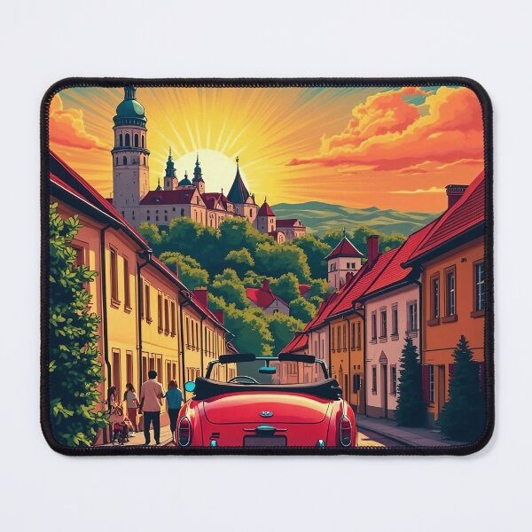 Item preview, Digital Retro Pop Art Poster of Vilnius | Vibrant Cityscape | Lithuanian Urban Art designed and sold by PaintedPixels01.