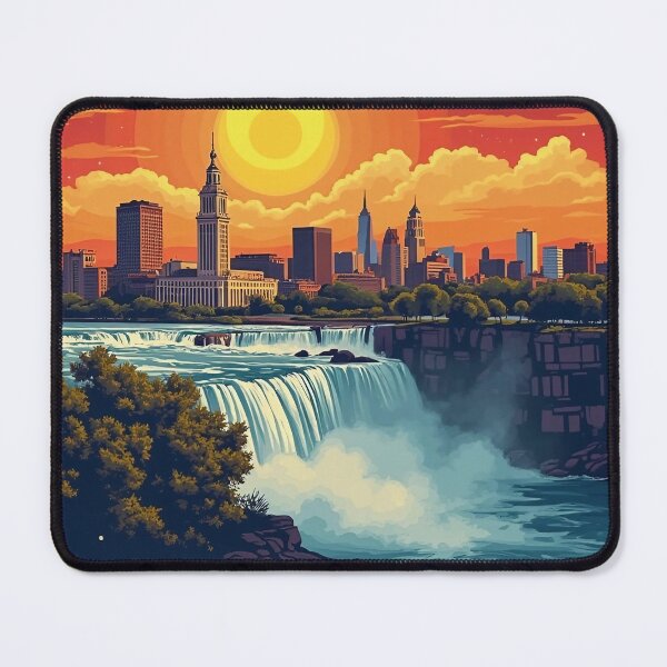 Item preview, Digital Retro Pop Art Poster of Buffalo, New York | Vibrant City Art | Buffalo Landmarks designed and sold by PaintedPixels01.