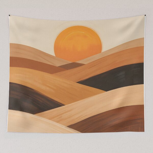 Item preview, Soft Sand Waves at Sunset, Muted Color Desert Sunset Print, Terracotta Abstract Landscape Home Decor designed and sold by Kintsugi99.