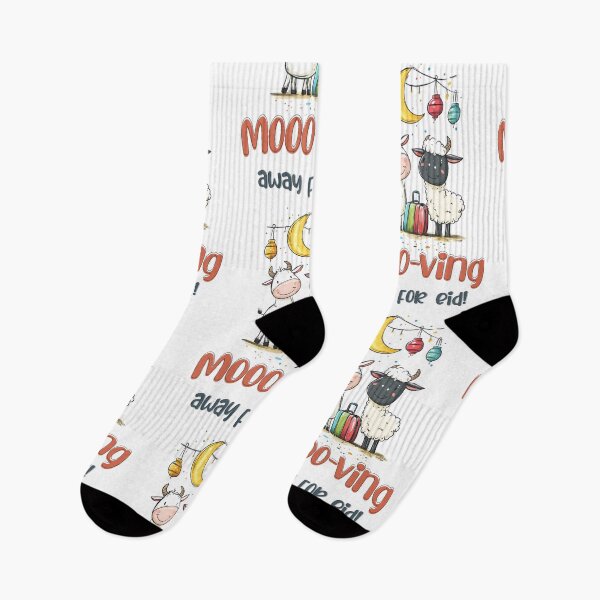 Item preview, Mooo-ving Away for Eid | Funny Cow & Sheep with Crescent Moon and Colorful Lanterns Hilarious Punny Meme designed and sold by FUNqoosh.