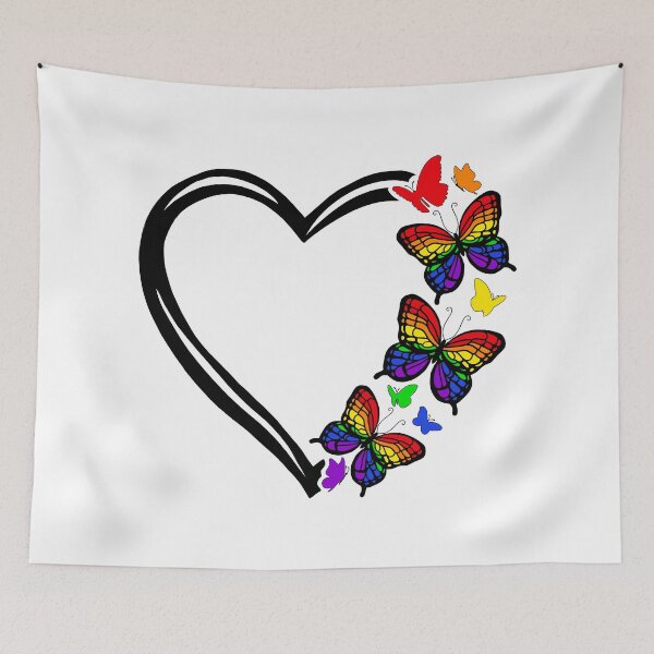 Item preview, Rainbow Pride Flying Butterfly Heart  designed and sold by QueenS-Gallery.