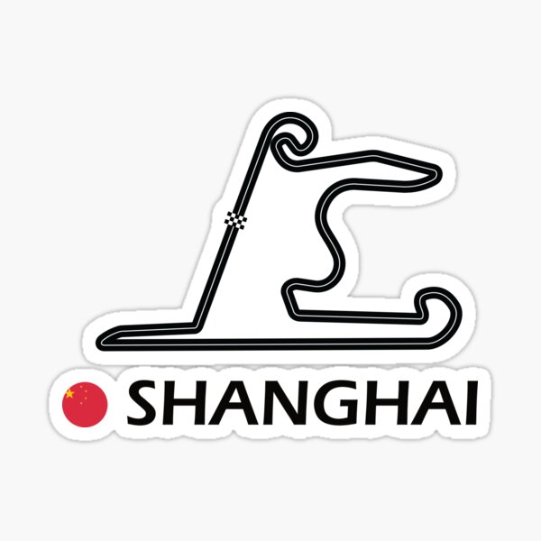 Aperçu de l'œuvre Autocollant de contour de la piste de F1 du circuit international de Shanghai créée et vendue par SEF Designs.