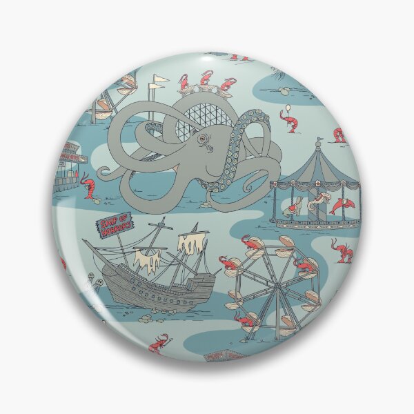 Item preview, Shrimp Fair - Whimsical Underwater Carnival in Blue and Gray designed and sold by somecallmebeth.