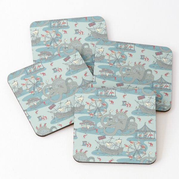 Item preview, Shrimp Fair - Whimsical Underwater Carnival in Blue and Gray designed and sold by somecallmebeth.