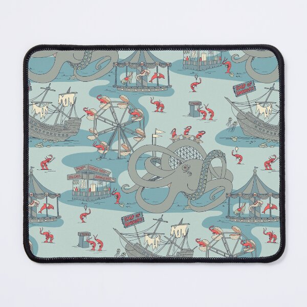 Item preview, Shrimp Fair - Whimsical Underwater Carnival in Blue and Gray designed and sold by somecallmebeth.