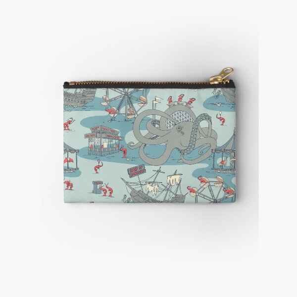 Item preview, Shrimp Fair - Whimsical Underwater Carnival in Blue and Gray designed and sold by somecallmebeth.