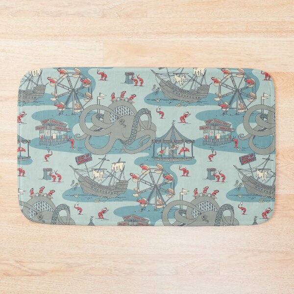 Item preview, Shrimp Fair - Whimsical Underwater Carnival in Blue and Gray designed and sold by somecallmebeth.