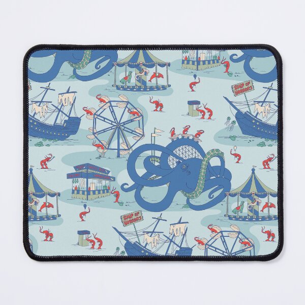 Item preview, Shrimp Fair - Whimsical Underwater Carnival in Blue and Red designed and sold by somecallmebeth.