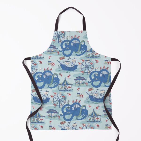 Item preview, Shrimp Fair - Whimsical Underwater Carnival in Blue and Red designed and sold by somecallmebeth.