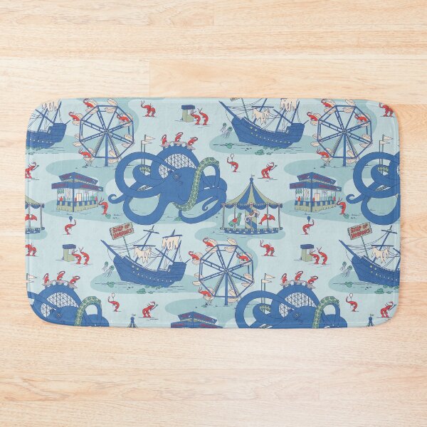 Item preview, Shrimp Fair - Whimsical Underwater Carnival in Blue and Red designed and sold by somecallmebeth.