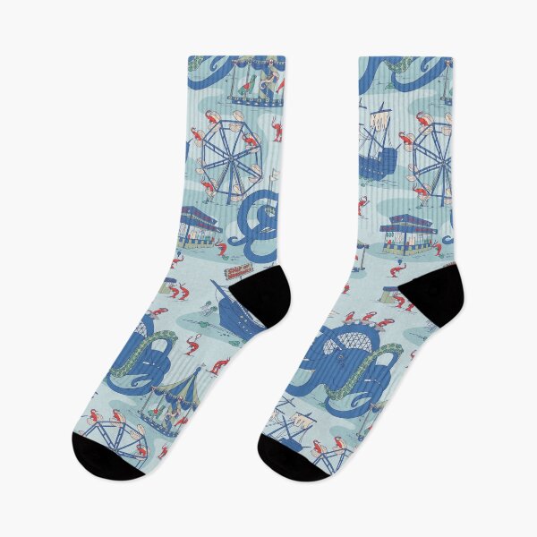 Item preview, Shrimp Fair - Whimsical Underwater Carnival in Blue and Red designed and sold by somecallmebeth.