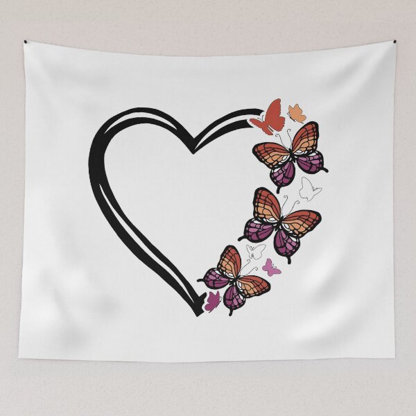 Item preview, Lesbian Pride Flying Butterfly Heart  designed and sold by QueenS-Gallery.