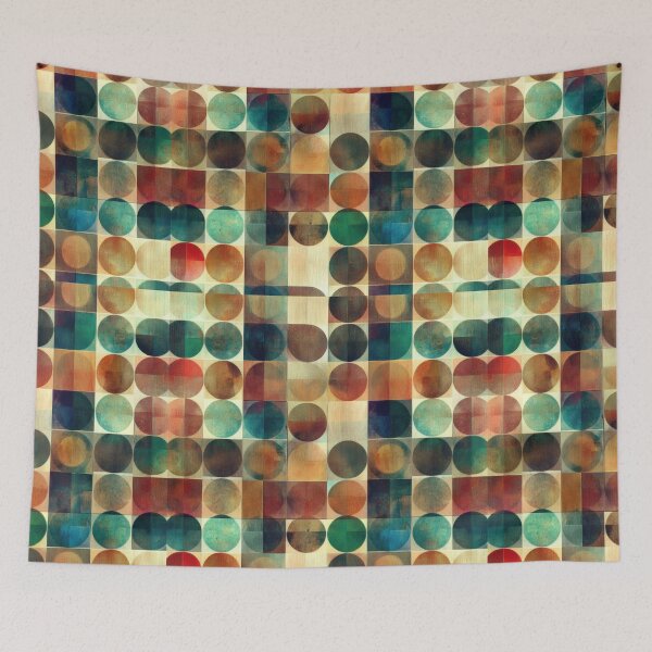 Item preview, Abstract Geometric Retro Pattern – Circles & Squares designed and sold by Kybruno's Creations.
