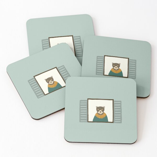 Item preview,  A mama bear looking out from the window on teal background designed and sold by aysegulkacar.