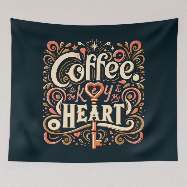 Item preview, Coffee is the Key to My Heart, typography designed and sold by maxmaj.