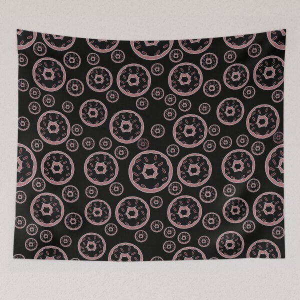 Item preview, Doughnut Desert Pattern in Peach on Black designed and sold by Artistestella.