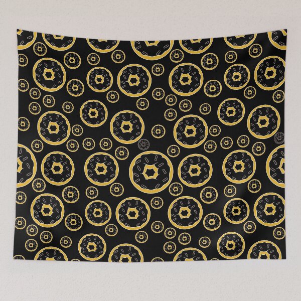 Item preview, Doughnut Desert Pattern in Yellow on Black designed and sold by Artistestella.