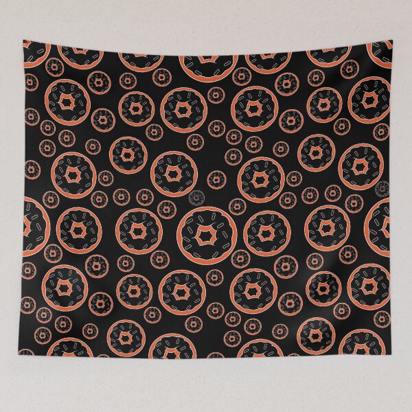 Item preview, Doughnut Desert Pattern in Orange on Black designed and sold by Artistestella.