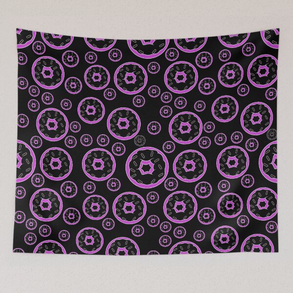Item preview, Doughnut Desert Pattern in Pink on Black designed and sold by Artistestella.