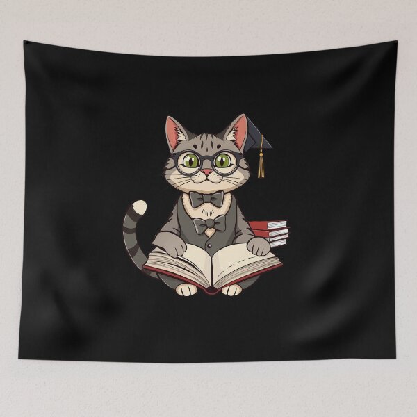 Item preview, Bookish Cat and a Stack of Books – A True Book Lover designed and sold by Meow Cat.