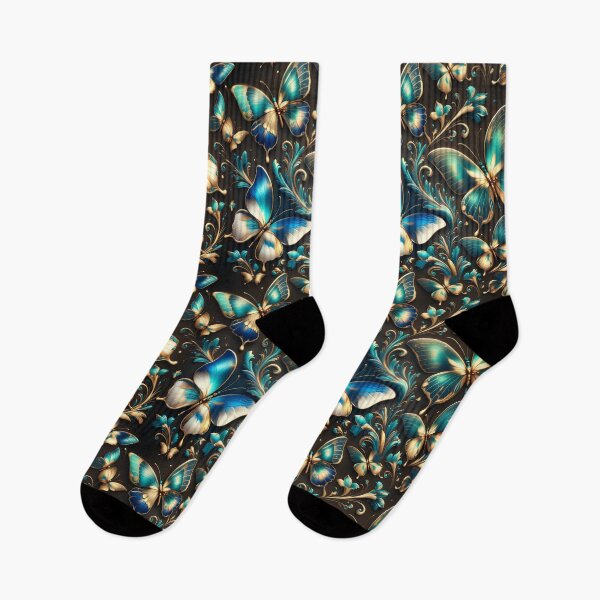 Item preview, Ethereal Flight – Luxurious Butterfly Art in Teal & Gold designed and sold by Juliette Ozkalfayan.