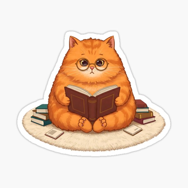 Bookish Cat – A Feline Who Can’t Put the Book Down Sticker