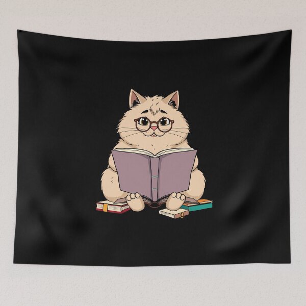 Item preview, Bookish Cat with a Cup of Tea – The Ultimate Cozy Reading Companion designed and sold by Meow Cat.