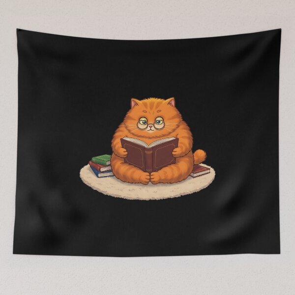 Item preview, Bookish Cat and Open Book – A Curious Literary Explorer designed and sold by Meow Cat.