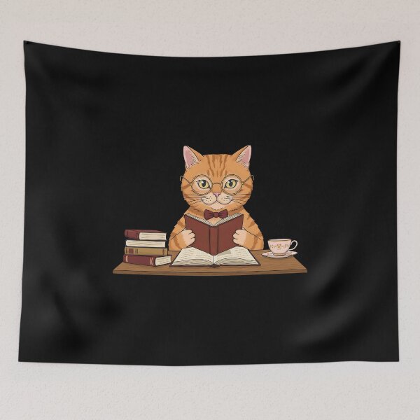 Item preview, Bookish Cat and a Fantasy Book – A Feline Adventurer in Literature designed and sold by Meow Cat.