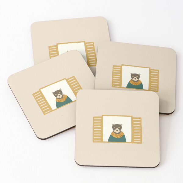 Item preview, A mama bear looking out from the window on cream background designed and sold by aysegulkacar.
