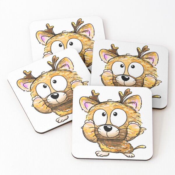 Item preview, A cat wears deer head band illustration designed and sold by CuteLemon00.