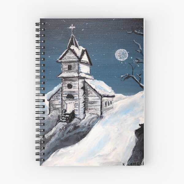 Item preview, a full moon on a winter night with a church designed and sold by KAStudio25.
