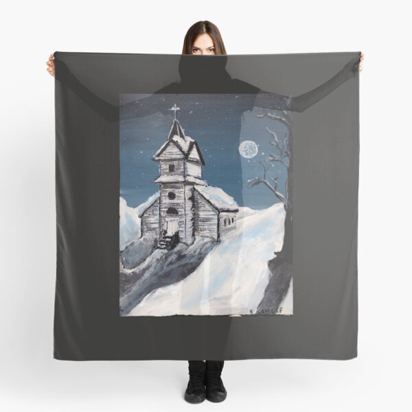 Item preview, a full moon on a winter night with a church designed and sold by KAStudio25.