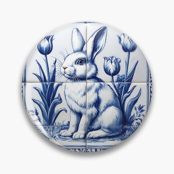 Artikelvorschau, Eleganter kobaltblauer Kaninchen-Keramikfliesenaufkleber entworfen und verkauft von FestivityFinds.