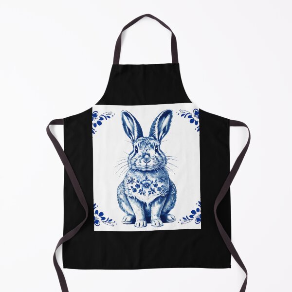 Item preview, Vintage Dutch Tile Cobalt Blue Rabbit Pillow designed and sold by FestivityFinds.