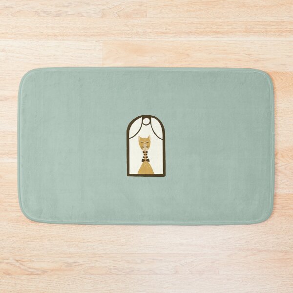 Item preview, Fancy cat looking out from the window on teal background designed and sold by aysegulkacar.