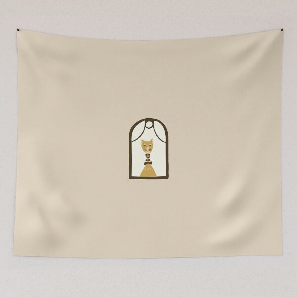 Item preview, Fancy cat looking out from the window on cream background designed and sold by aysegulkacar.