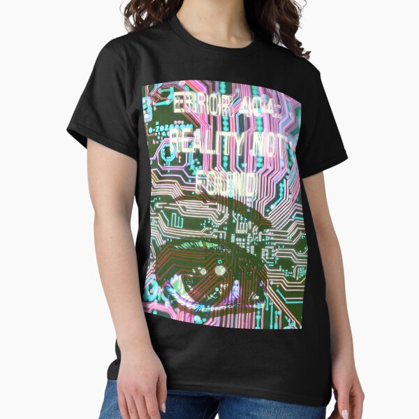 Vista previa del artículo con la obra «Vibras ciberpunk — ERR0R 404: Realidad no encontrada — Ilustración de ojo con fallas», diseñado y vendido por PumaNoir.