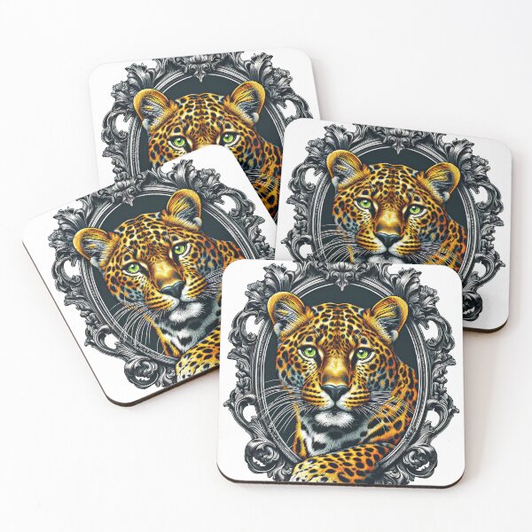 Item preview, Regal Leopard in Ornate Baroque Frame – Majestic Wildlife Art designed and sold by Nickyayee.