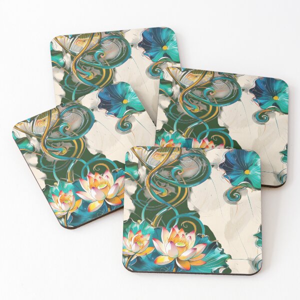 Item preview, Opulent Lotus – Art Deco Chinese Motif in Color Pencil designed and sold by LuxuryApparels.