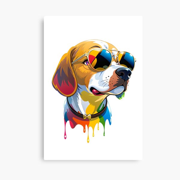 Vista previa del artículo con la obra «Beagle genial con colores que gotean», diseñado y vendido por lolRonnieB.