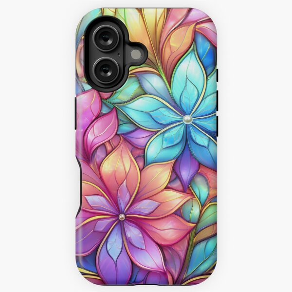 Pretty Floral Stained Glass Effect Phone Case iPhone Tough Case