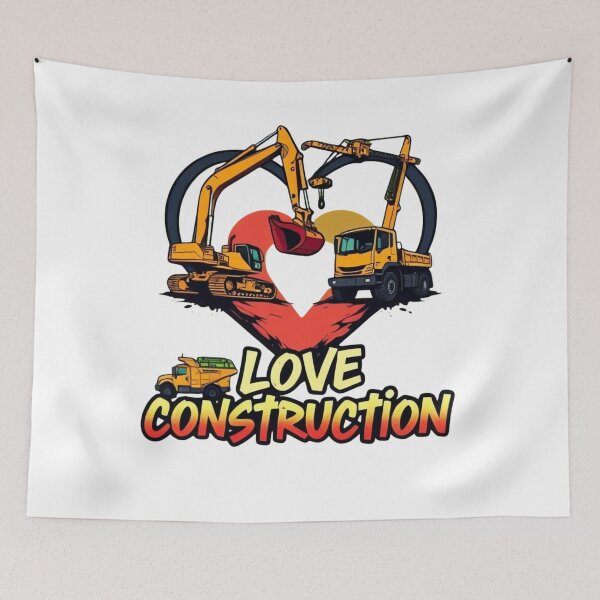 Item preview, Love Construction – Excavator, Crane & Truck Heart Art designed and sold by ARTReMi.