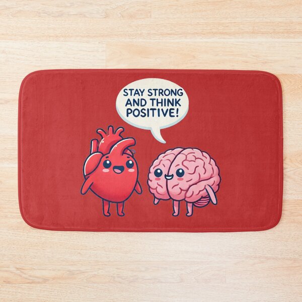 Item preview, Stay Strong and Think Positive - Cute Heart and Brain Motivational Art designed and sold by gtrock.