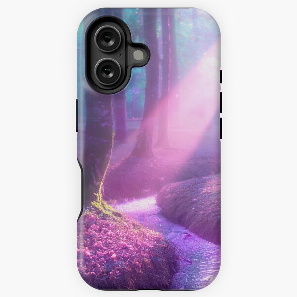 Purple and Teal Enchanted Forest Stream Light Shining Phone Case iPhone Tough Case