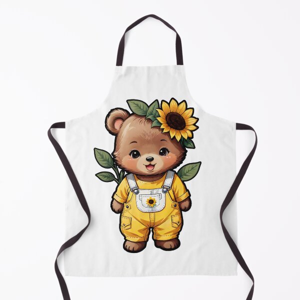 Item preview, Cute Sunflower Bear in Overalls Dungarees Black Offset designed and sold by PrettyfulStuff.