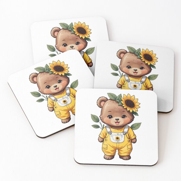 Item preview, Cute Sunflower Bear in Overalls Dungarees designed and sold by PrettyfulStuff.