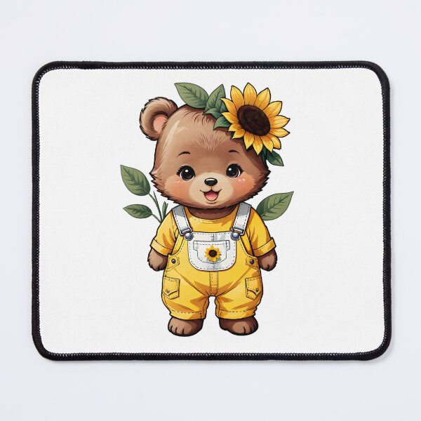 Item preview, Cute Sunflower Bear in Overalls Dungarees designed and sold by PrettyfulStuff.
