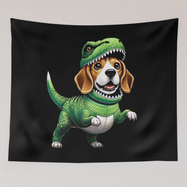 Item preview, Funny Beagle Wearing Dinosaur Outfit Dog Lover designed and sold by Kimberley King Art  King Art.