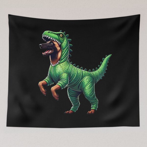 Item preview, Funny Belgian Malinois Wearing Dinosaur Outfit Dog Lover designed and sold by Kimberley King Art  King Art.